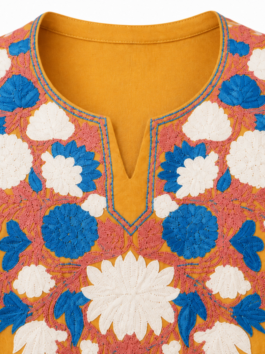 Noor : Aari embroidery summer kurti | Gold